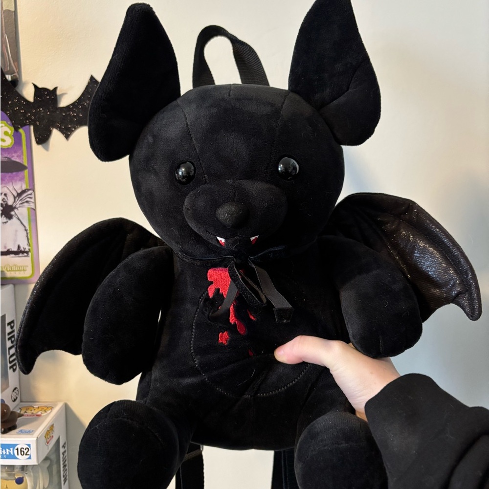 Emo / Goth Plush Bat Backpack - Black